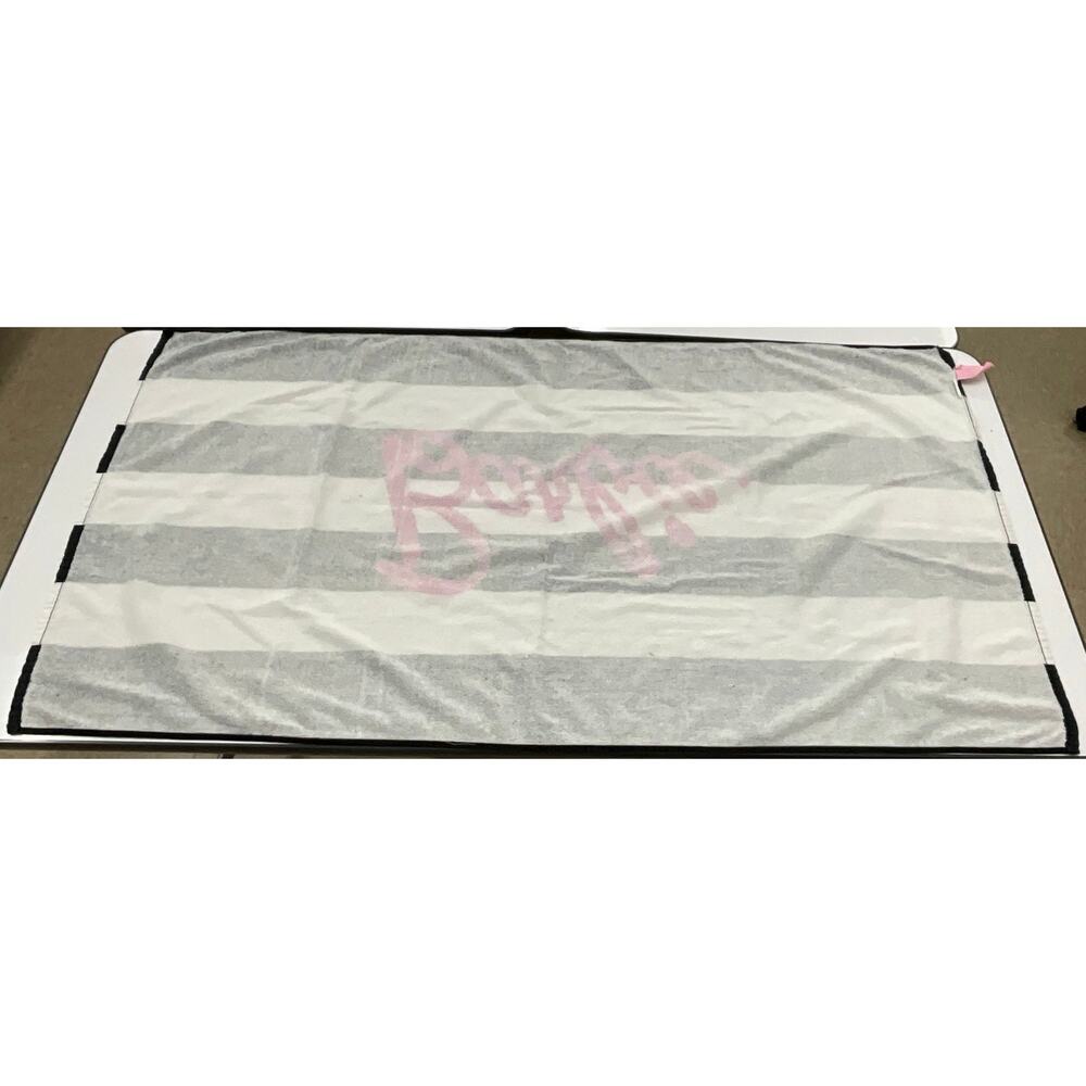 BARBIE Cotton Bath/Pool/Beach Towel 2023 Mattel Black White Strip Pink Barbie - Picture 2 of 8